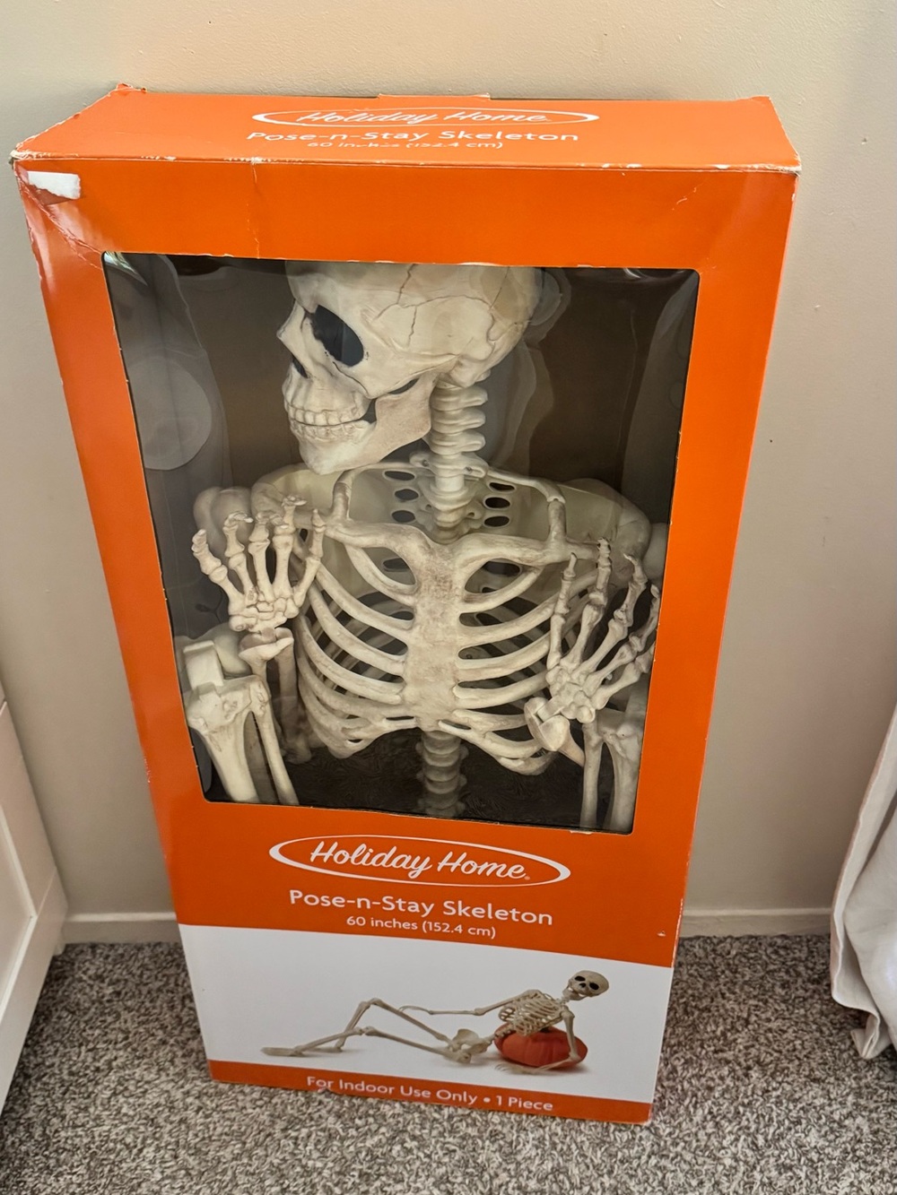 Holiday Home Pose-n-Stay Skeleton - Cream Halloween Decor